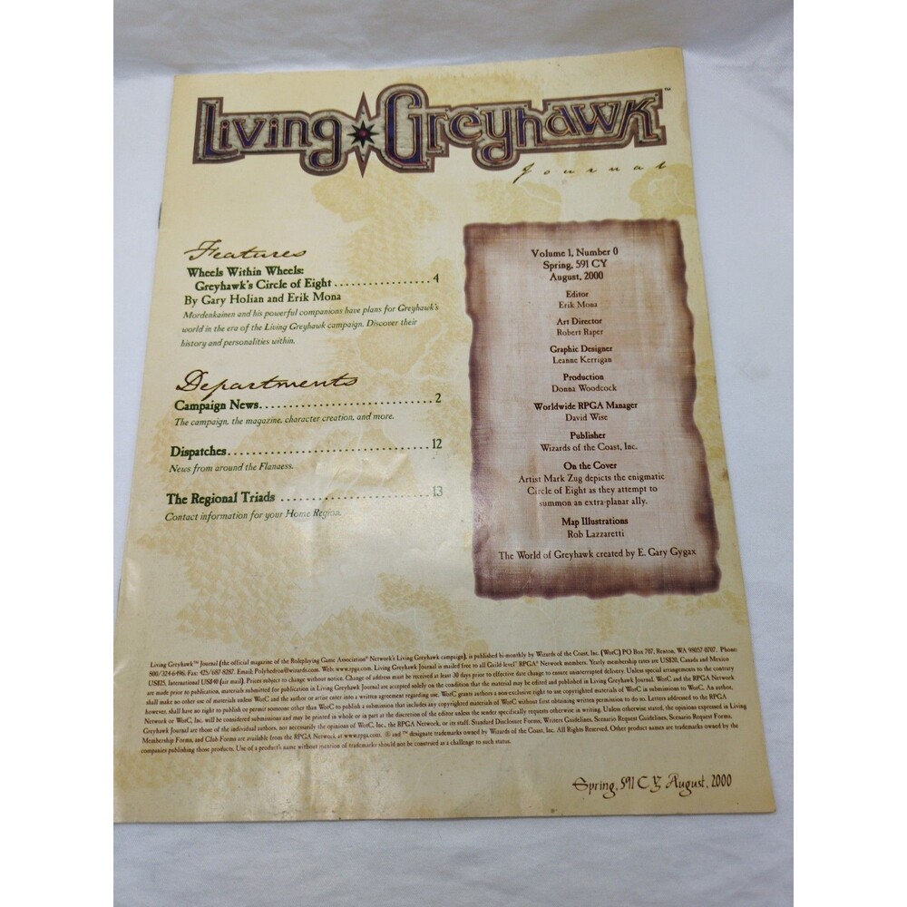 *No Cover* Living Greyhawk Journal Vol 1 Number 0 August 2000